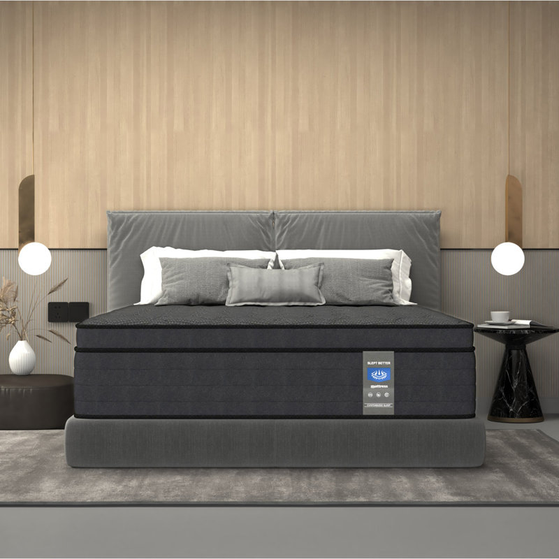 Matelas à ressorts ensachés hybride 14 po mi-ferme en mousse viscoélastique gélifiée, soulagement de la pression, isolement de mouvement, certifié CertiPUR-US