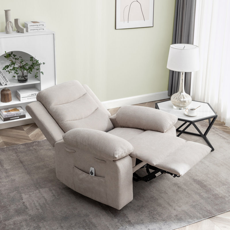 Fauteuil inclinable Jaelan, Velours beige