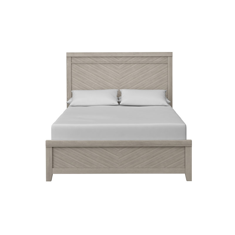 King Size Bed With Ash Veneers And Rubberwood Foundation In Pale Gray Robust Base,