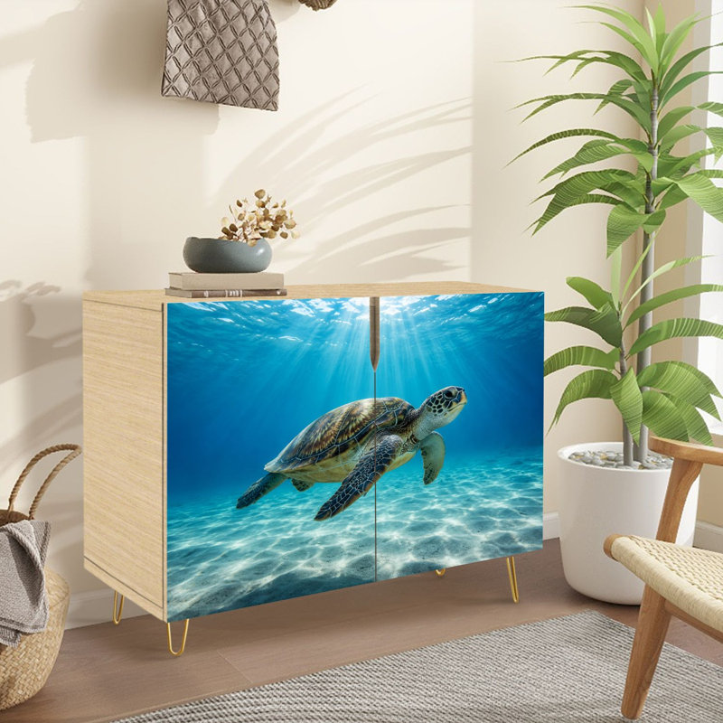 Buffet avec rangement Belle tortue de mer hawaïenne verte avec 2 portes pour le salon et la cuisine