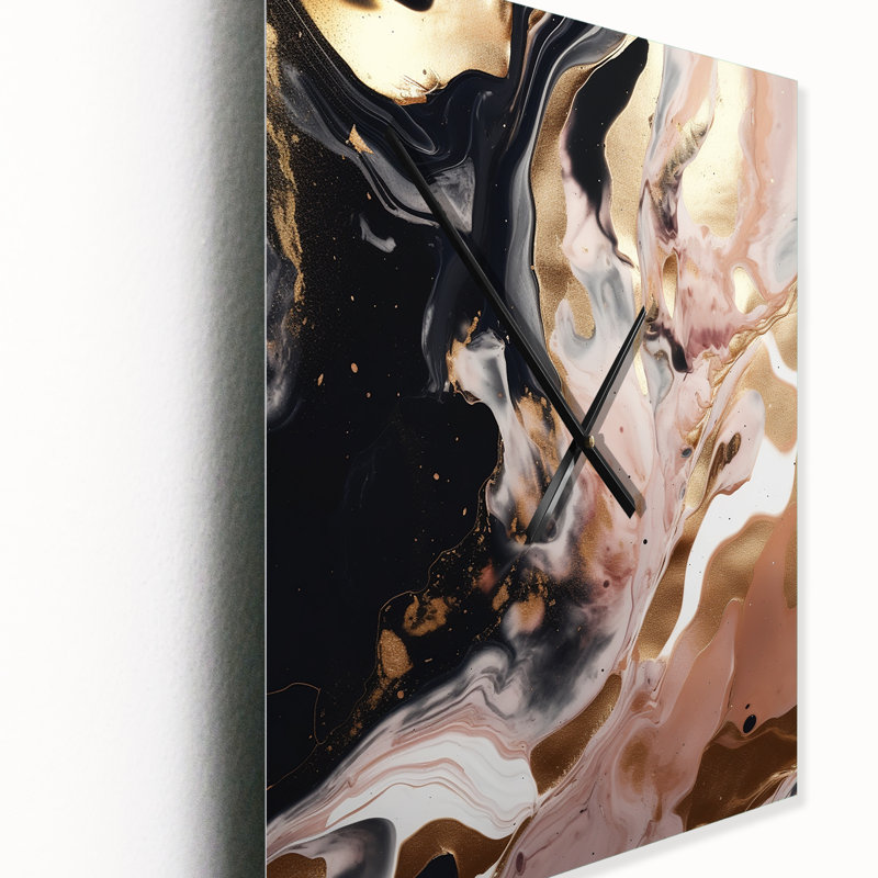 Jakavious - Abstract Marble Modern Wall Clock, 32" H x 16" W x 1" D
