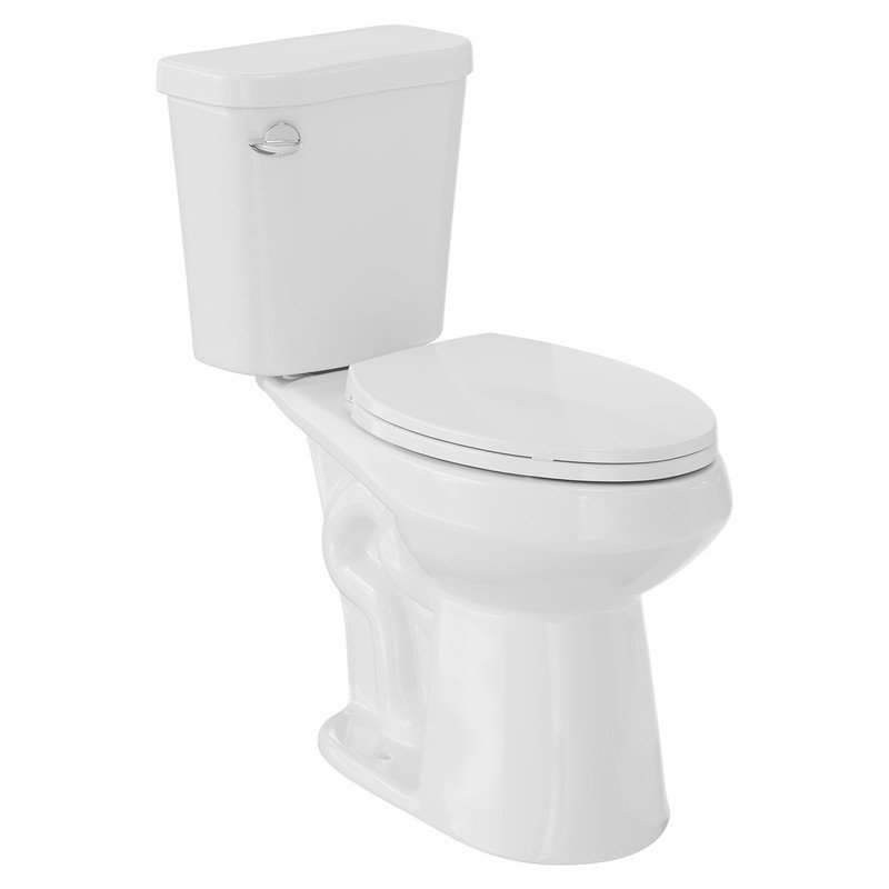 Toilette allongée deux pièces ADA 19 po, poignée simple à chasse latérale, siège à fermeture en douceur inclus, blanc, brut 12 po