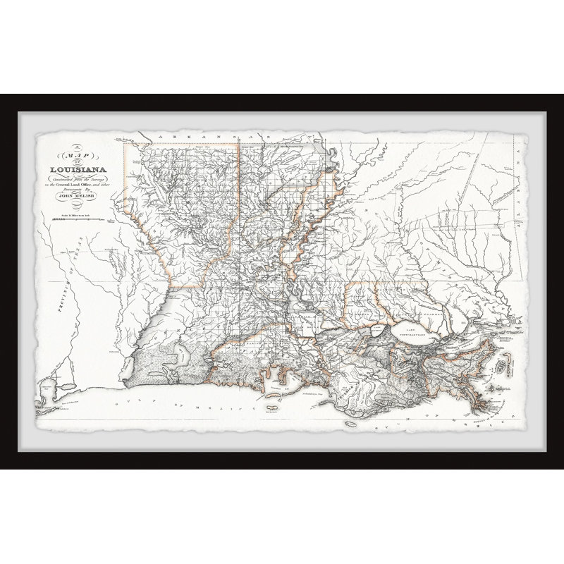 Louisiana State Outline - cadre photo, H 16 po x l 24 po x P 1,5 po