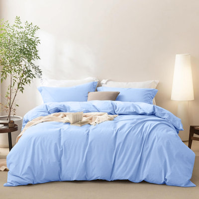 Ensemble de housse de couette unie 3 pièces - Literie 100% microfibre soyeuse avec taies d'oreiller, lavable à la machine