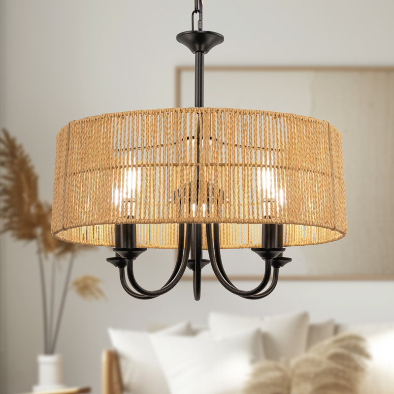 Calaya 5 - Light Dimmable Drum Chandelier
