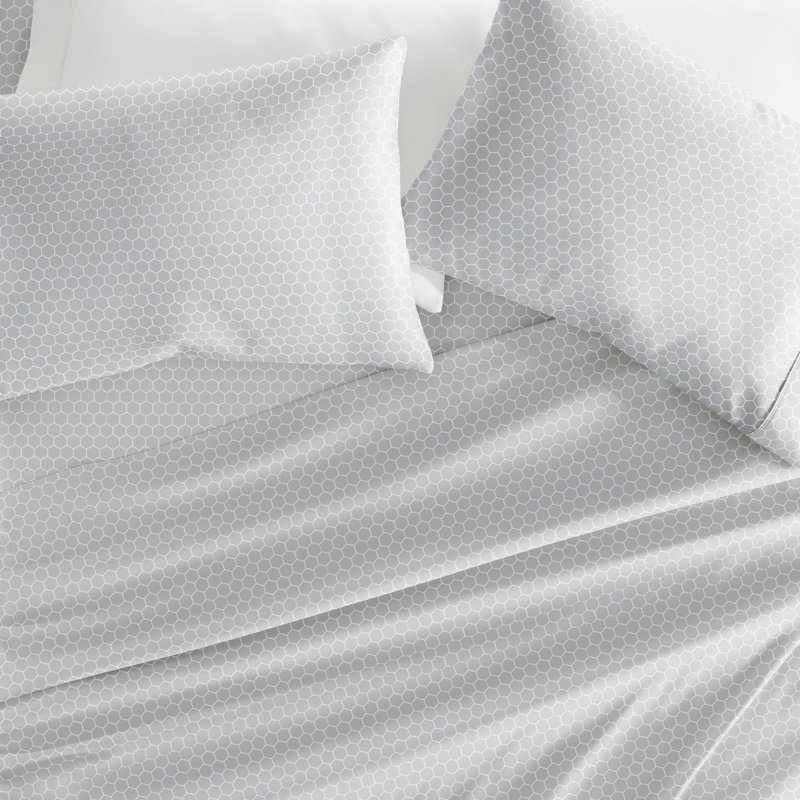 Simply Soft™ Honeycomb Pattern Microfiber Sheet Set, Gray, Twin Sheet Set + Fitted Sheet + 1 Pillowcase