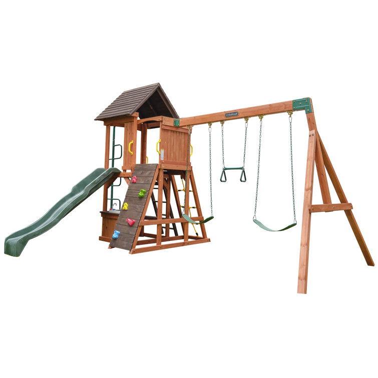 Pin on Mega fort, triple swing set, monkey bars