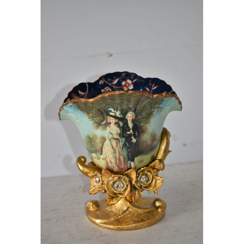 Blossoming Resin Vase With Mr. William Hallett Design Size: 9" X 8" X 12"H
