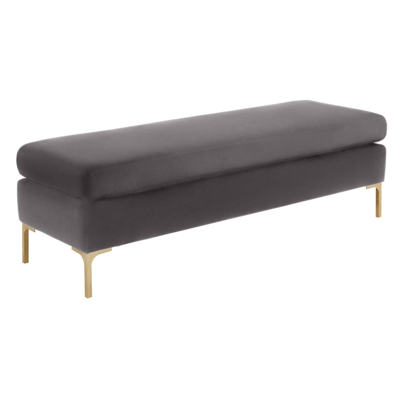 Banc rembourré Baye, Velours gris