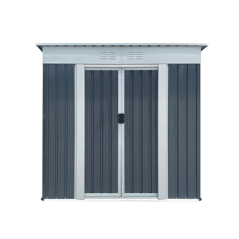 Outdoor Storage Sheds 6Ftx4ft Pent Roof Grey, Gray, 72.5" H x 74.7" W x 45.7" D