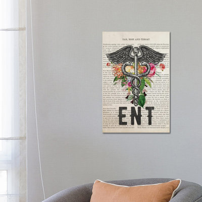 ENT, Ear Nose And Throat Doctor With Flowers Print by Aged Pixel - Wrapped Canvas Print