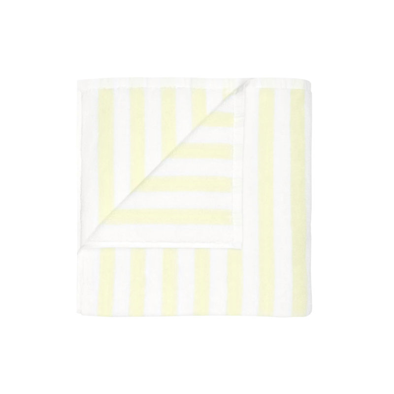 100% Cotton Bath Towel, White/Transparent Yellow Thick Stripe
