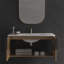 Meuble-lavabo mural 36 po avec panneau cannelé 3D et lavabo intégré en céramique