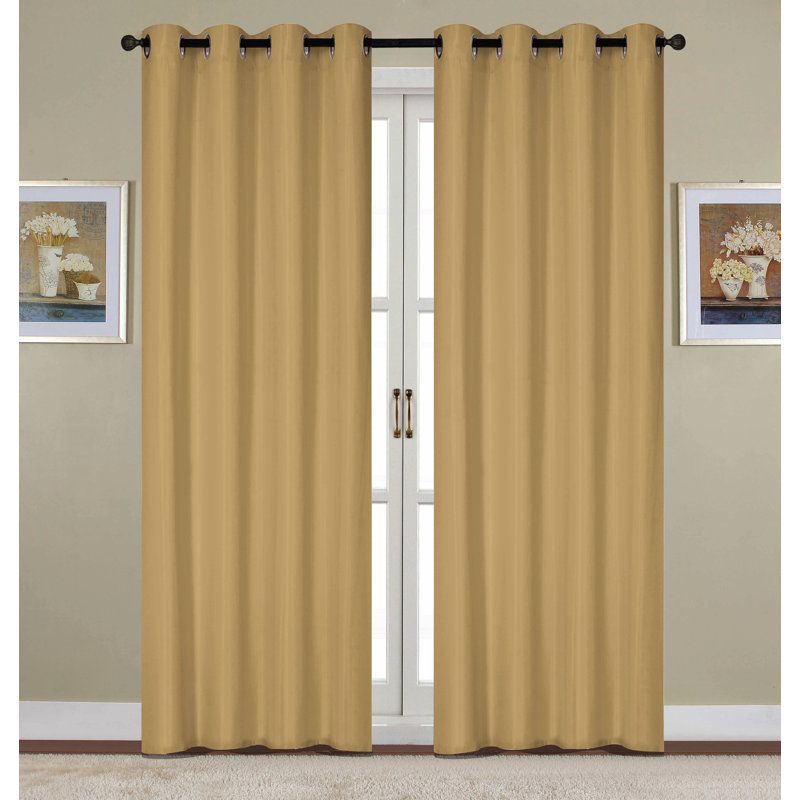 Monaca Semi-Sheer Window Curtain Panel with Grommets, 54" W x 84" L, Gold