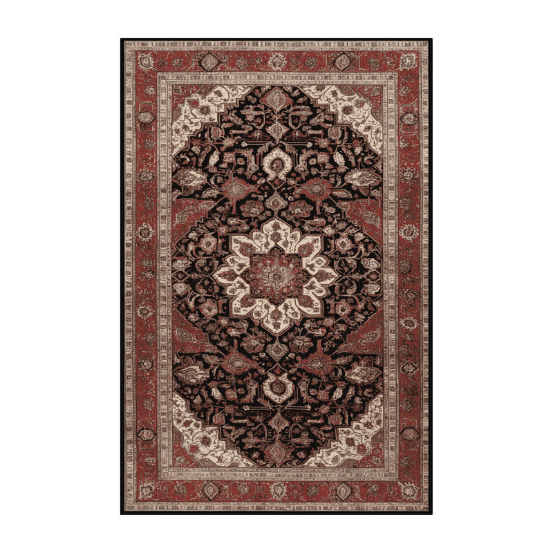 Machine Washable Persian Brown Area Rug, Rectangle 2' x 3'
