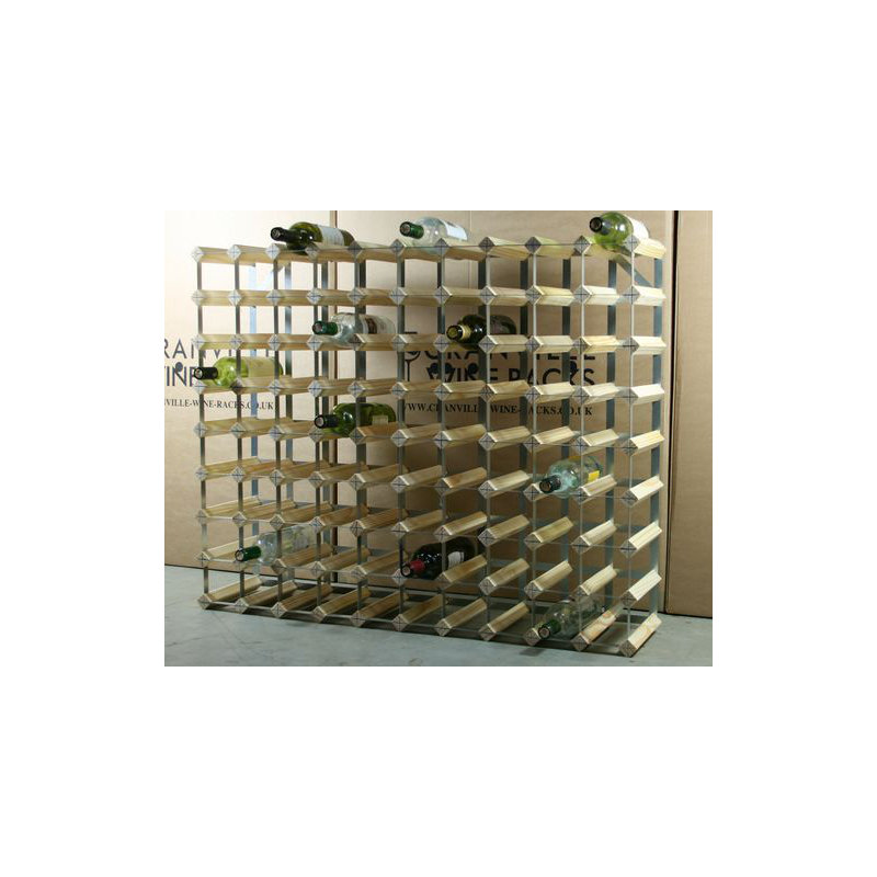 Liddle 90 Bottle Floor Wine Bottle Rack, Natural Pine / Galvanised Steel