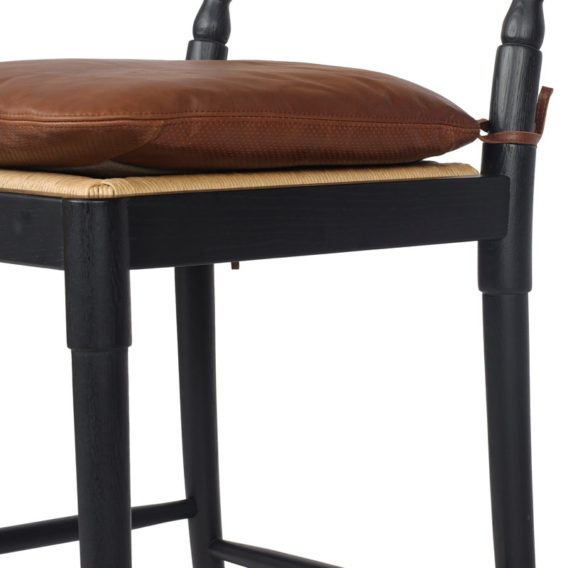 Fayth Stool with Cushion, Counter Stool (25.5” Seat Height)”, Stained Black Ash