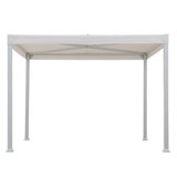 Pavillon de jardin moderne en acier blanc avec auvent plat blanc 10 pi x 10 pi Sunjoy
