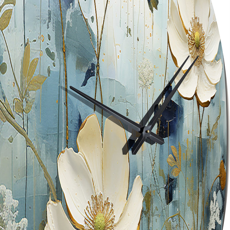 Horloge murale Blue Botanical Oasis IV - Abstract Botanicals, Petit