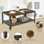 Table basse Console avec tablette de rangement et structure en métal aspect bois brun-278214352