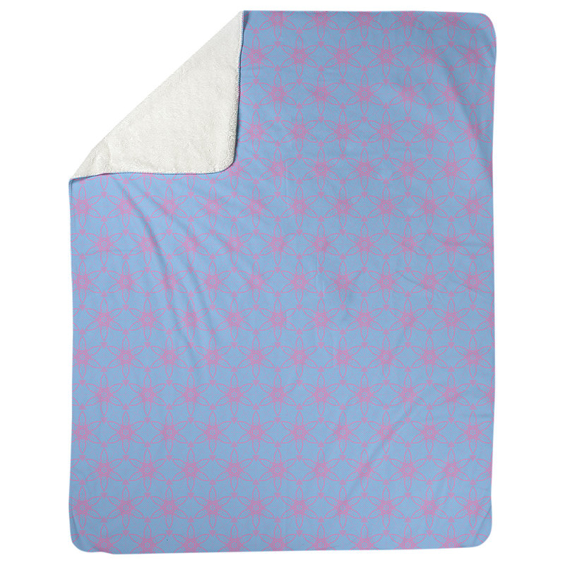 Katelyn Elizabeth Sewn Throw Blanket, 52.5" W x 62.5" L, Light Blue/Pink