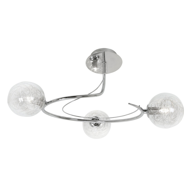 Tabia Clear Glass Semi Flush Mount, Chrome