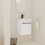 Meuble-lavabo mural 18 po avec lavabo en céramique et porte d'armoire à fermeture en douceur, pour petite salle de bain-116040580