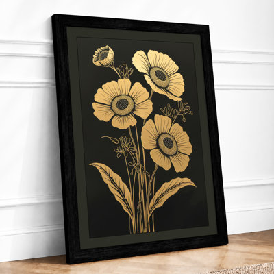 Sunflowers in Gold Botanical - Framed Print