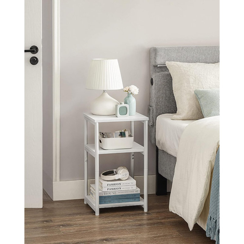 Petite table de bout, grande table de chevet pour le salon, la chambre à coucher, le bureau et la salle de bain - blanc - grand / matériau semblable au bois / style simple