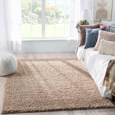 Well Woven Emerson Modern Solid Beige Textured Shag Rug -  ELL-12-5