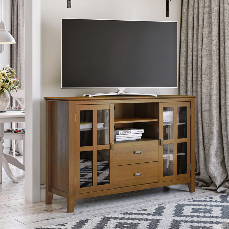 Artisan Honey Brown Solid Wood 53" Transitional Media Stand