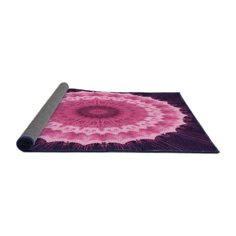 Noir/Tapis décoratif rose, Rond 8 pi