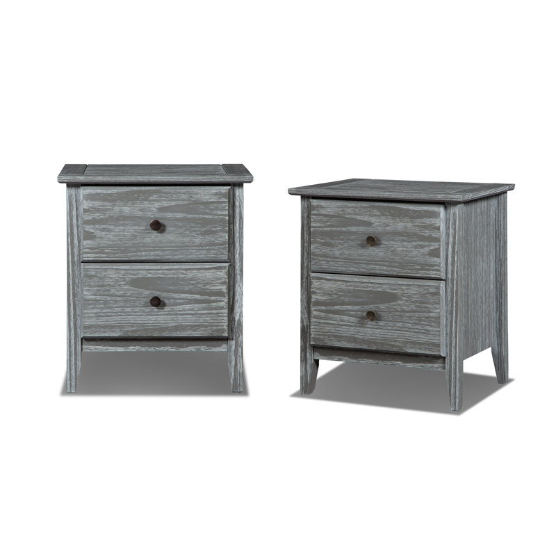 Greenport 2-Drawer Nightstand Set (2-Piece), Gray