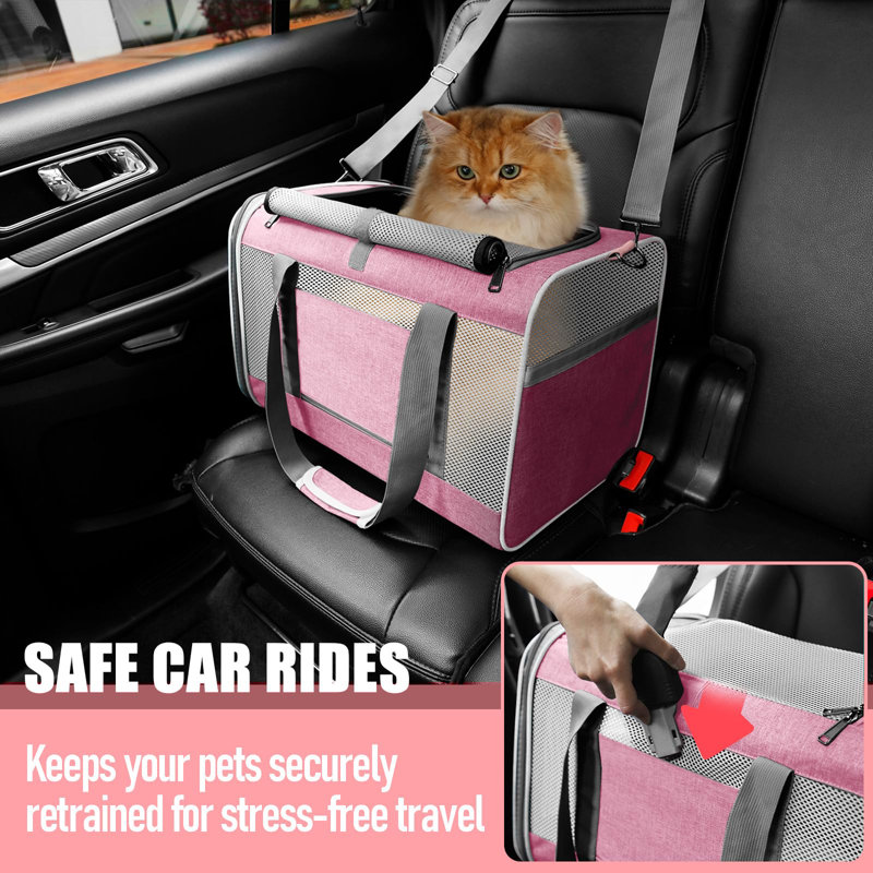 Pink 20lbs Soft-Sided Pet Carrier with Mesh Ventilation