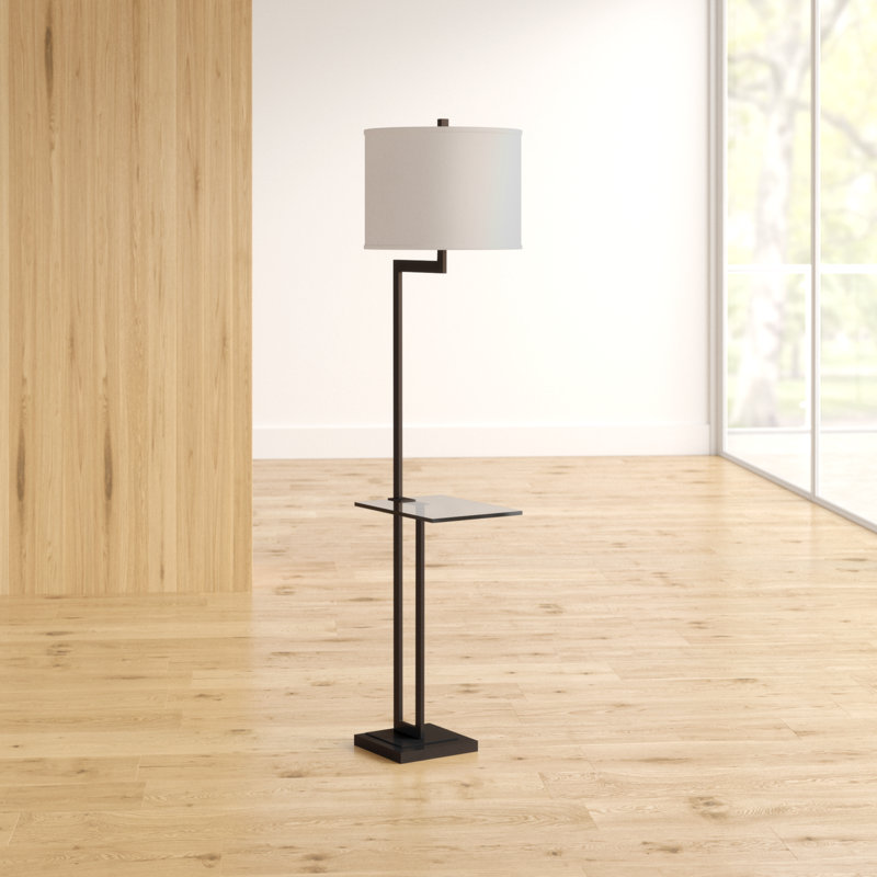 Aahaan 64'' Dark Bronze Tray Table Floor Lamp