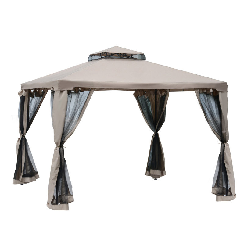 Zauber Metal Patio Gazebo, Black, Taupe
