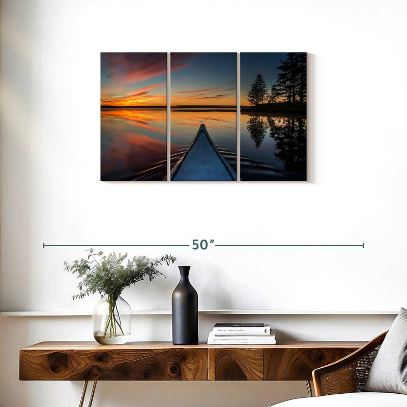 Senne Canoeing At Sunset, 20" H x 33" W
