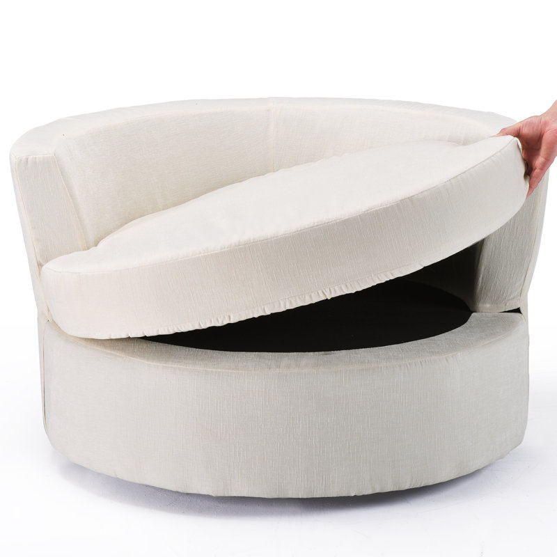Fauteuil demi-tonneau pivotant l 42,1 po Berey, Polyester beige