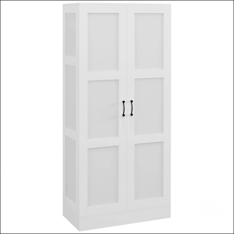 Grande armoire de rangement avec tablettes mobiles et portes à fermeture douce, style moderne pour l'organisation à la maison