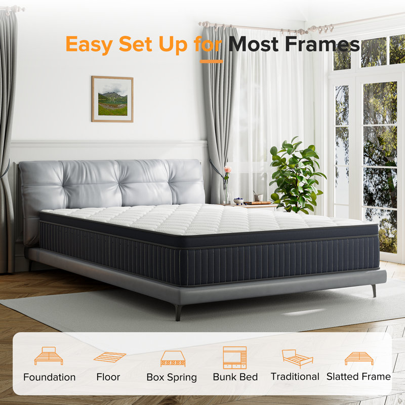 8''/10''/12''/14'' Anti Static Plush Cooling Gel Memory Foam Hybrid Mattress, CertiPUR-US, OEKO-TEX, SGS Certified, Twin, 8"