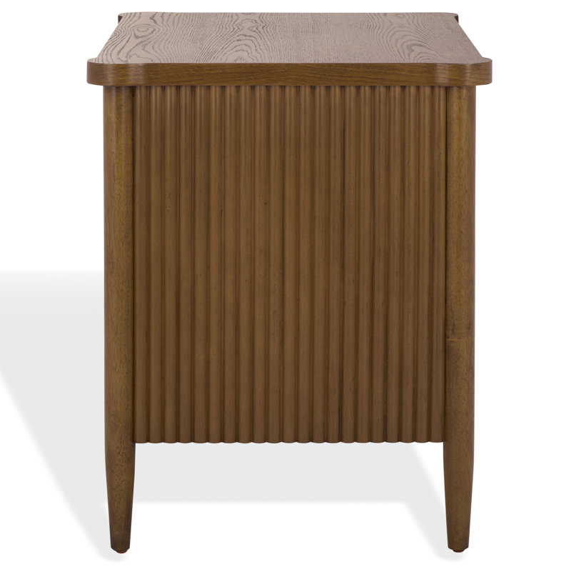 Shelbie 1 Drawer Reeded Nightstand, Medium Oak