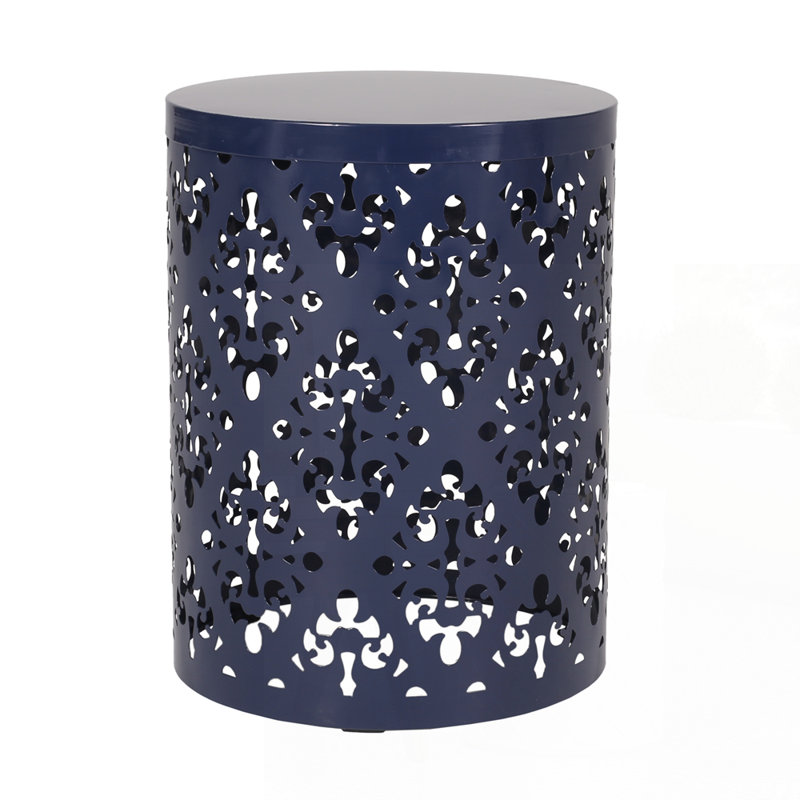 Outdoor Metal end Table, Navy Blue