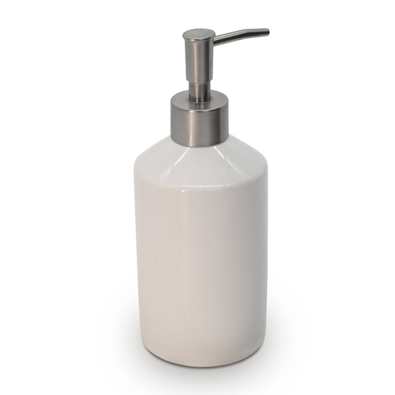 White Ceramic Soap Dispenser with Brushed Nickel Pump