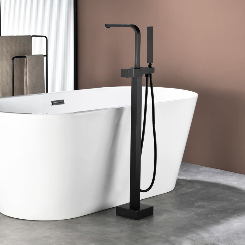 Floor Tub Filler with Diverter, Matte Black