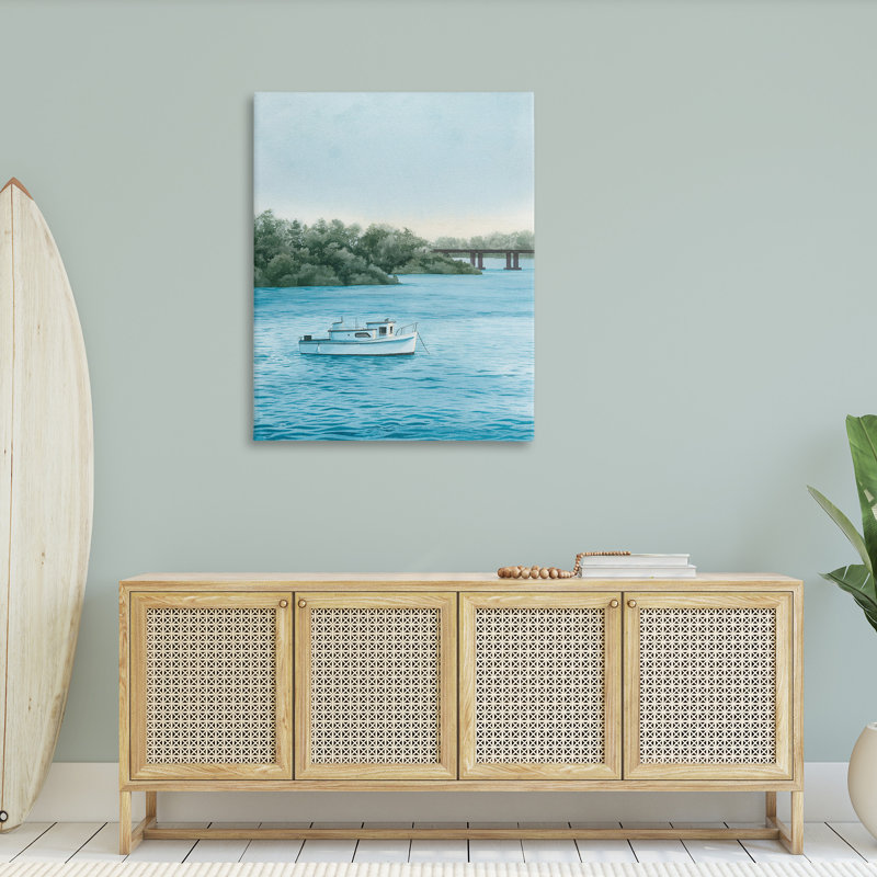 Art mural sur toile, "Bateau traditionnel" par Grace Popp, H 48 po x l 36 po