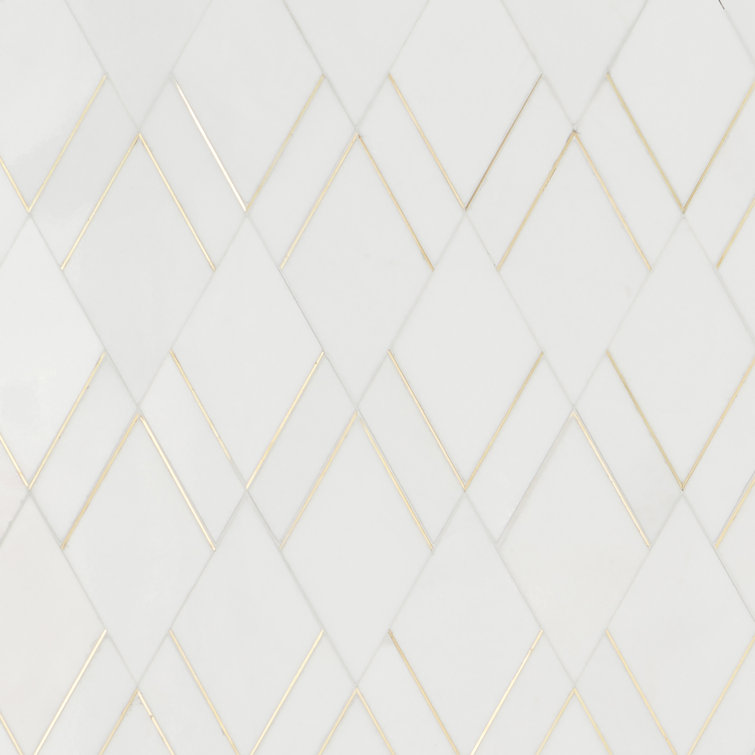 Mehko 11.81 in. x 14.96 in. Polished Marble and Brass Wall Tile