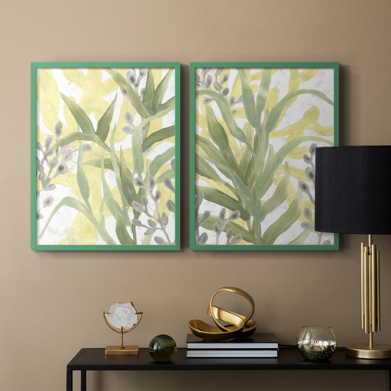 Sea Grass Fresco III - reproduction encadrée de qualité supérieure - prête à être accrochée - aucun clou requis - aucun clou requis