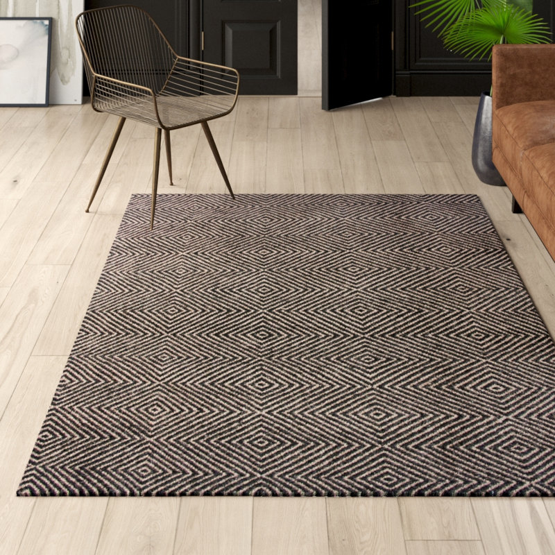Geometric Wool Hand Woven Area Rug, Rectangle 152 x 244cm