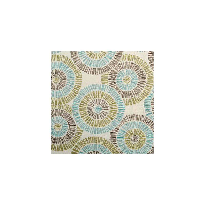 Tissu ringo Alfred Shaheen, Aqua / cacao
