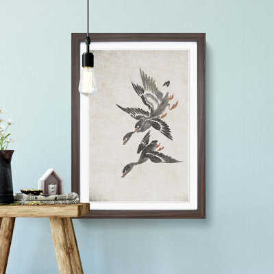 Wild Geese in Flight by Bian Shoumin - Picture Frame Painting Print